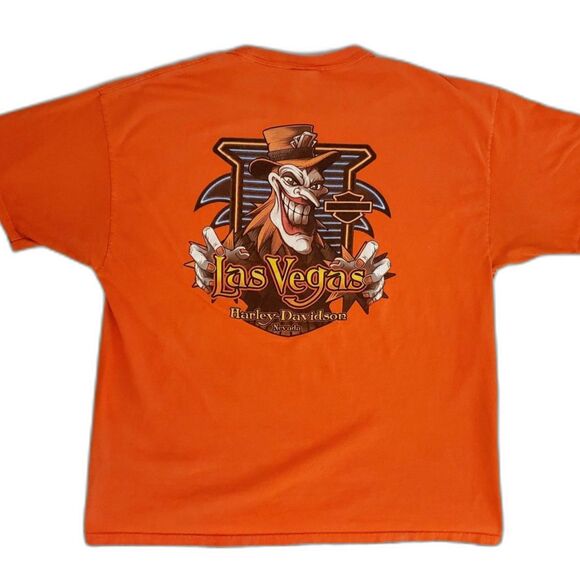 Harley-Davidson Vintage Jokers Wild T-Shirt Las Vegas Orange Size 2XL - Picture 2 of 8
